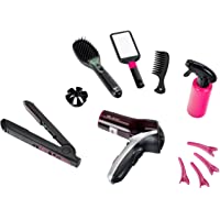 Theo Klein 5873 Set de peluquería Satin Hair 7- Con plancha para el pelo- cepillo y mucho más- Secador a pilas- Medidas…